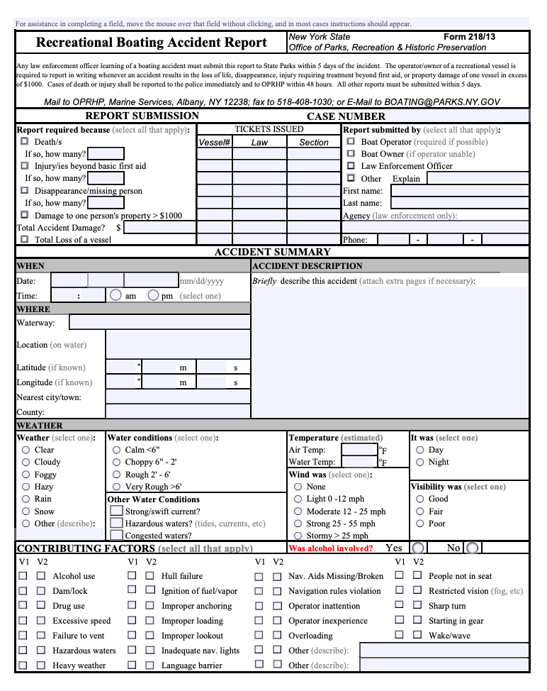 Boating Accidents Report - New York State