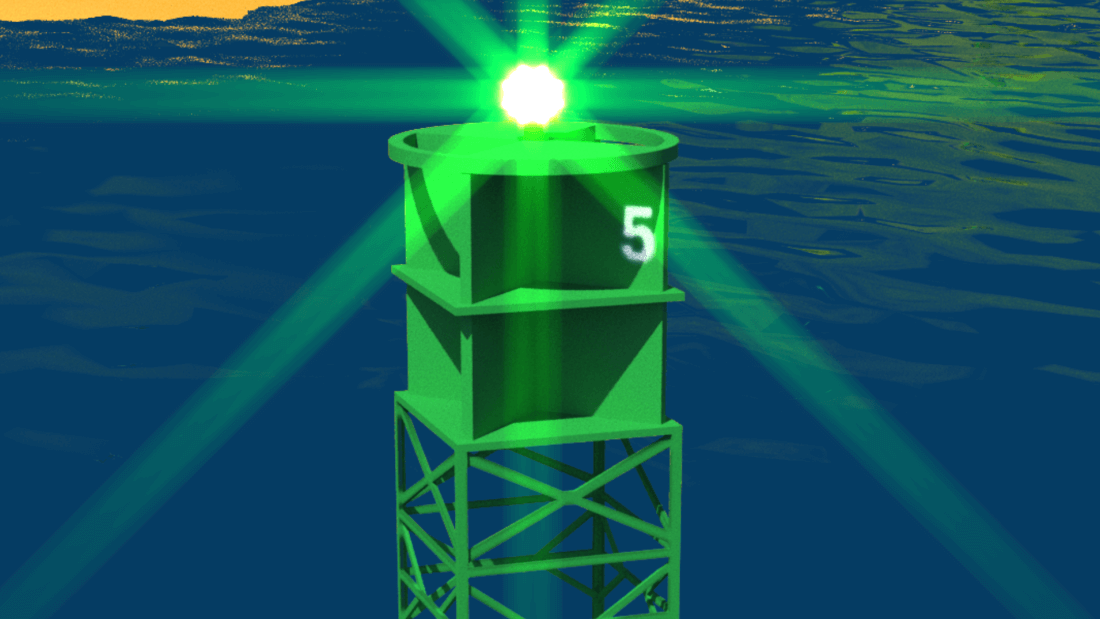 Boya de babor luminosa