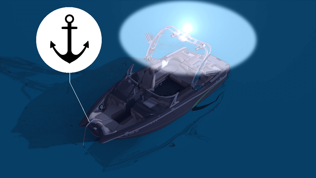 Luces navegacion embarcacion a motor anclada