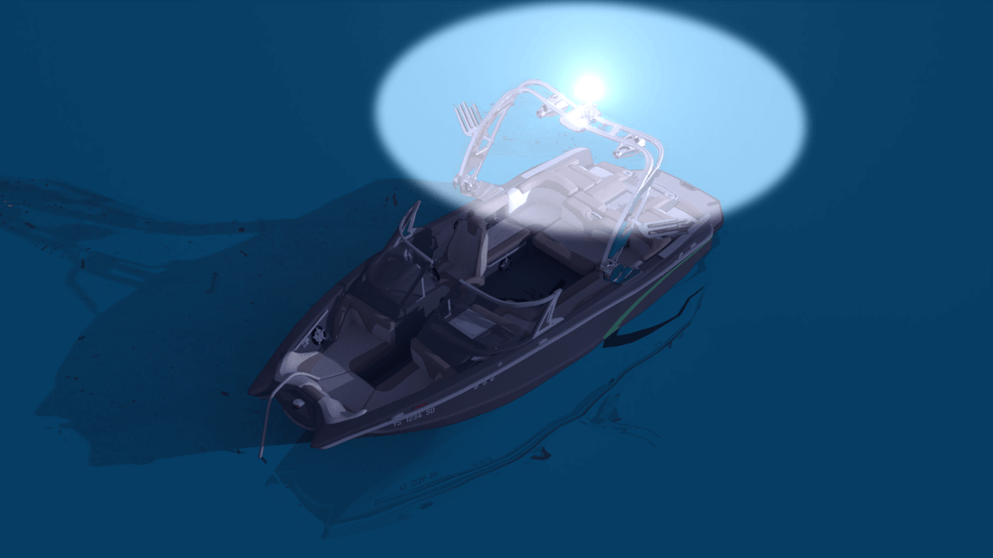 Navigation lights for powerboats at anchor