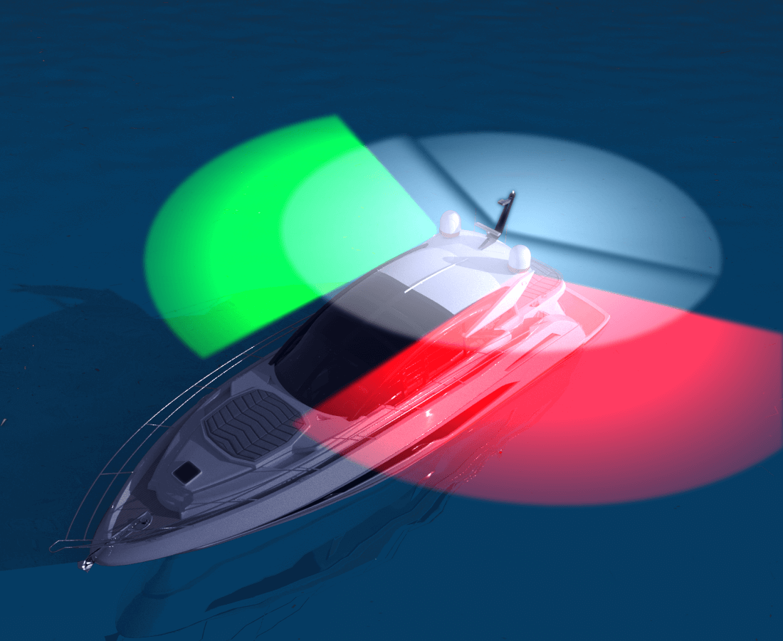12 metre powerboat anchored at night must display which lights