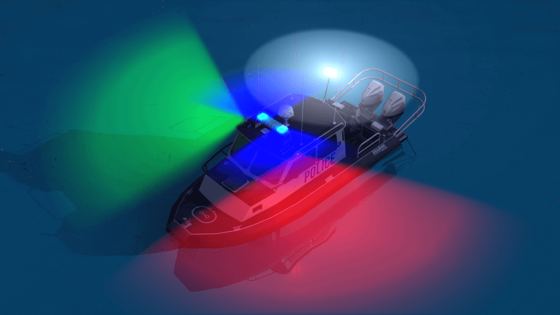 Police boat lights - Blue flashing light