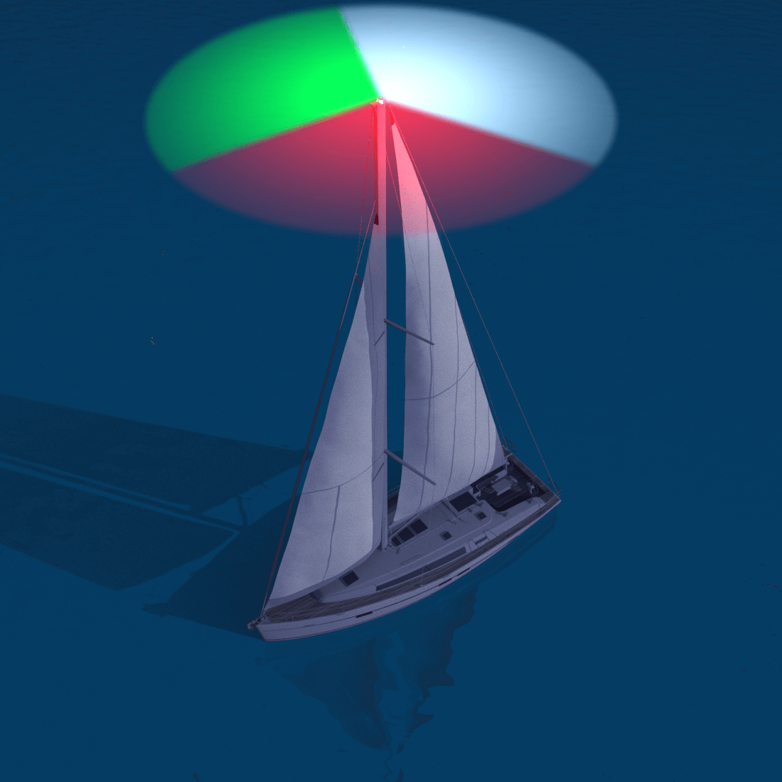 Navigation lights for sailboats from 7 m (23’) to under 20 m (65’7”)