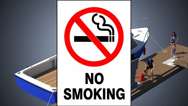 No smoking. on a boat