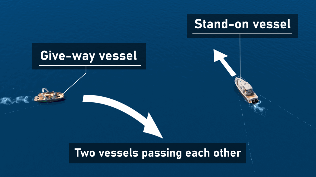 When two power driven vessels are crossing which vessel is the stand-on vessel?