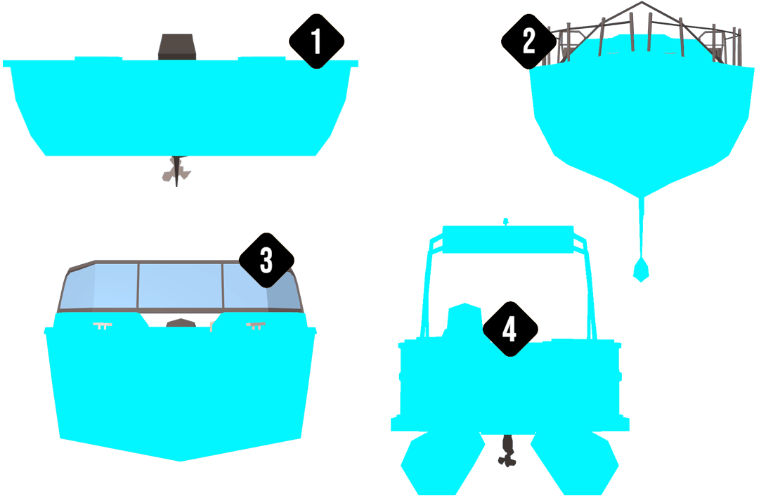 name three basic hull shapes